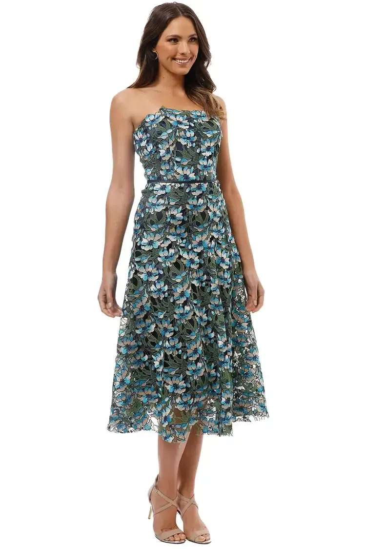 Moss and Spy Gardenia Strapless Dress Floral Size 12 - Image 1