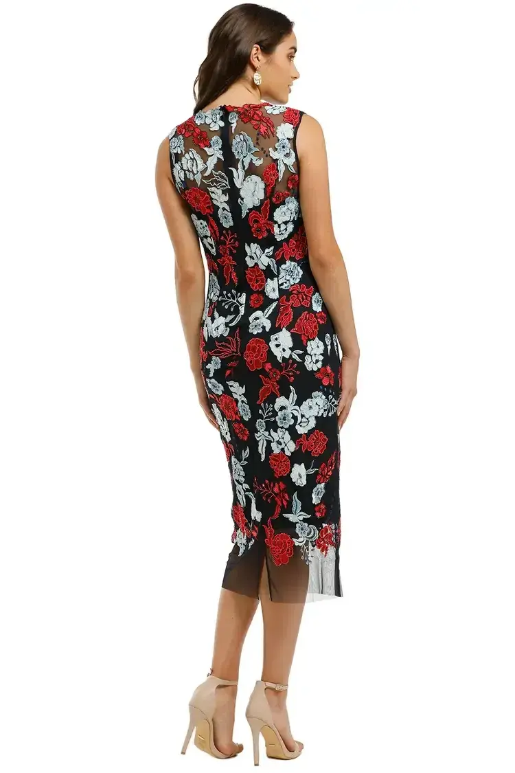 Moss and Spy Primrose Shift Dress in Navy and Red Size 10 - Image 3