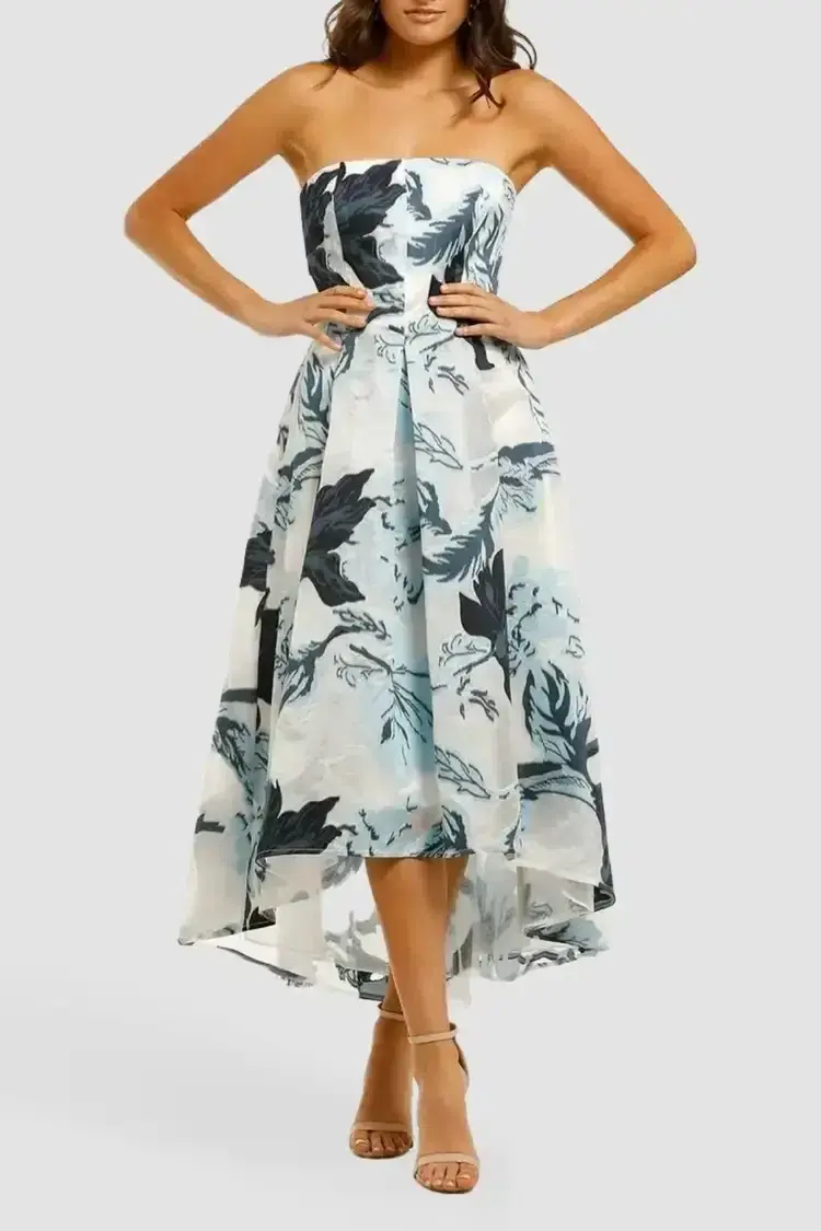 Moss and Spy Luna Strapless Dress in Multi Size 10 - Image 2