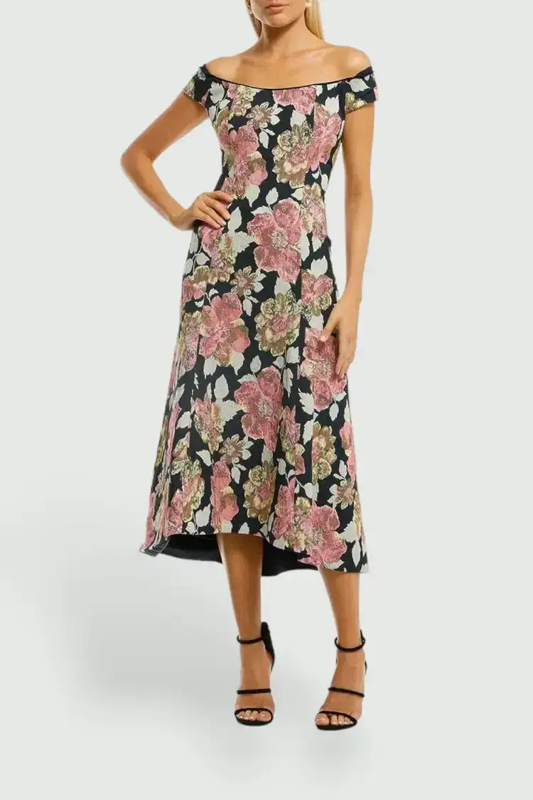 Moss and Spy Beatrice Midi A-Line Dress in Floral Size 10 for rent on The Volte - main image