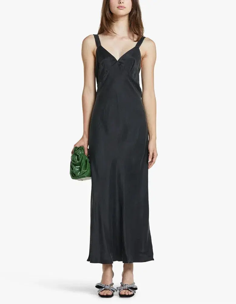 Silk Laundry Deco Ruched Dress Black Size M / AU 10 - Image 1