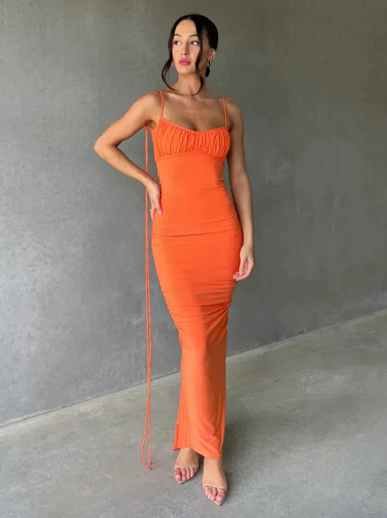 MELANI THE LABEL ZAHARA DRESS ORANGE SIZE AU 8 for rent on The Volte - main image