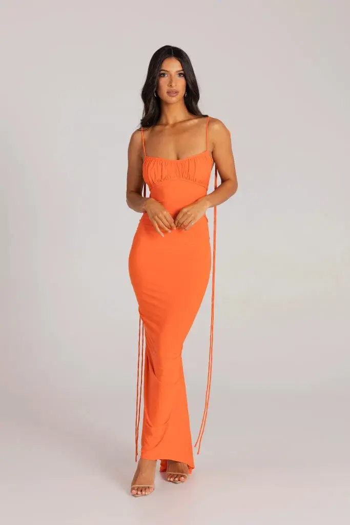 MELANI THE LABEL ZAHARA DRESS ORANGE SIZE AU 8 - Image 1