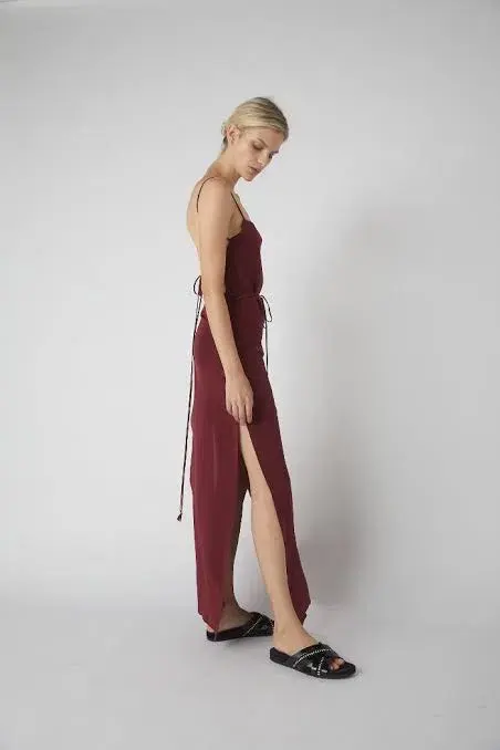 Kacey Devlin Asymmetrical Full Wrap Dress Merlot Size 10 - Image 2
