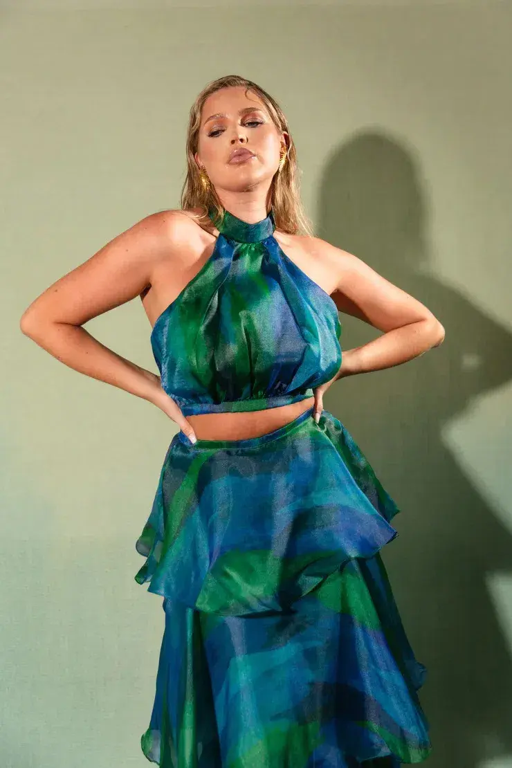 Yaura Faari Set in Aquarelle Blue Green Multi Size 14 - Image 3