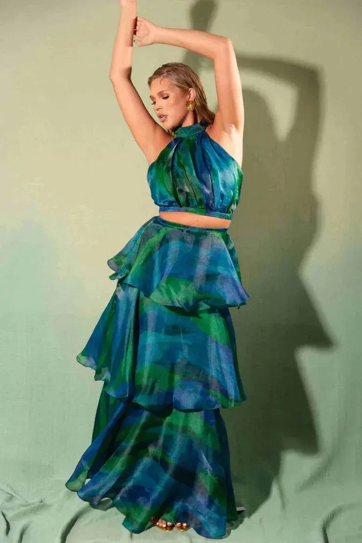 Yaura Faari Set in Aquarelle Blue Green Multi Size 14 - Image 2
