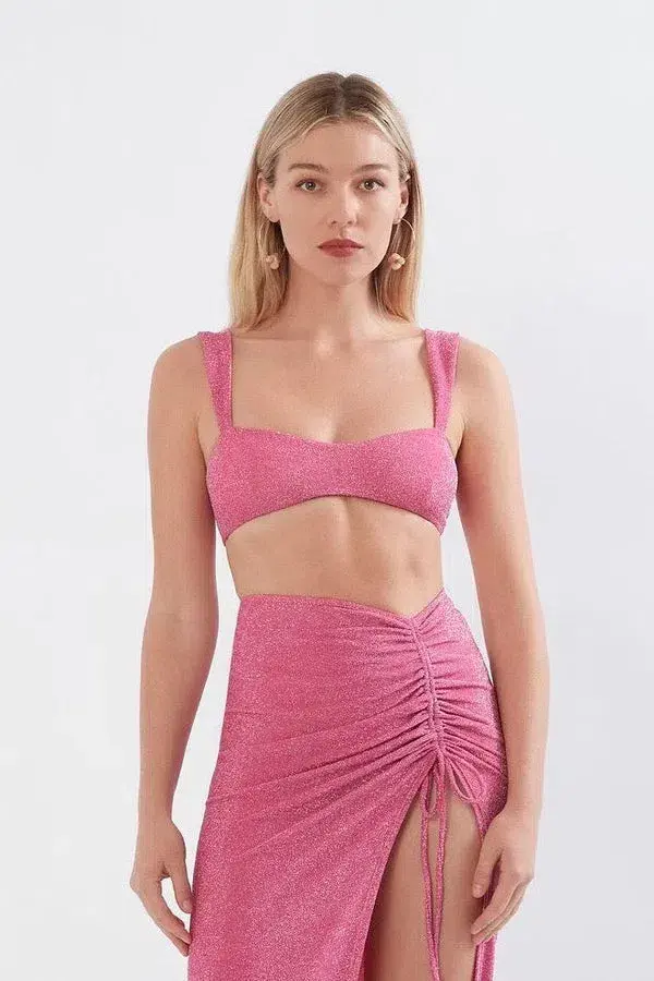 Sonya Moda Issa Top & Ruched Maxi Skirt Set in Pink Size 6 - Image 3