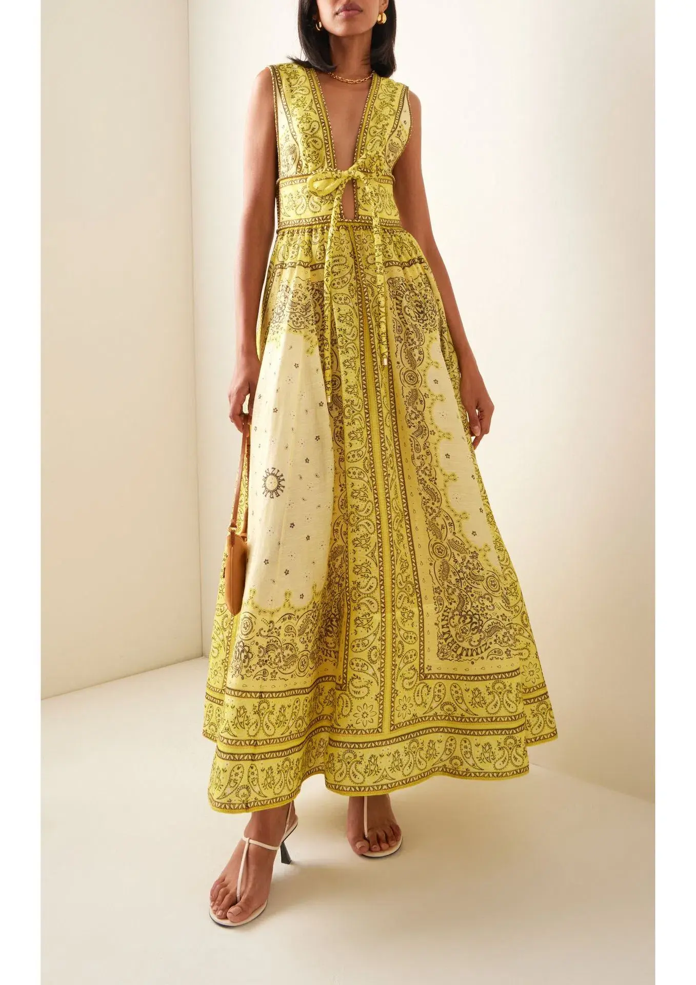 Zimmermann Matchmaker Bow Long Dress Yellow Bandana Size 0 / AU 8 - Image 1
