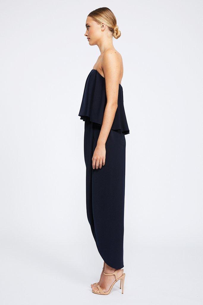 Shona Joy Strapless Frill Drape Maxi Dress Navy Size 12 - Image 4