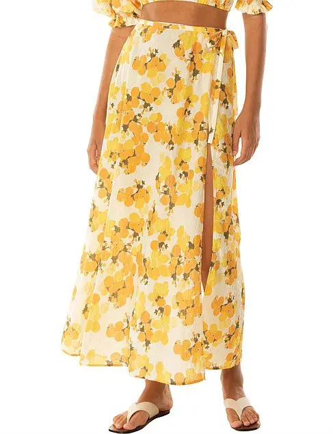 Peony Vacation Crop Top and Wrap Skirt Set Citrus Size AU 6 - Image 4