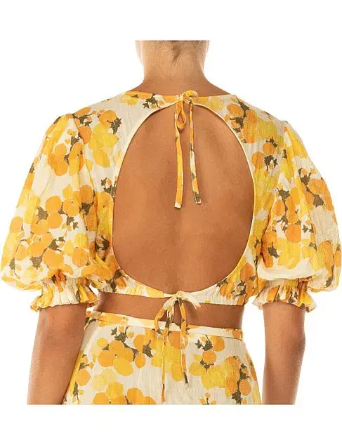 Peony Vacation Crop Top and Wrap Skirt Set Citrus Size AU 6 for rent on The Volte - main image