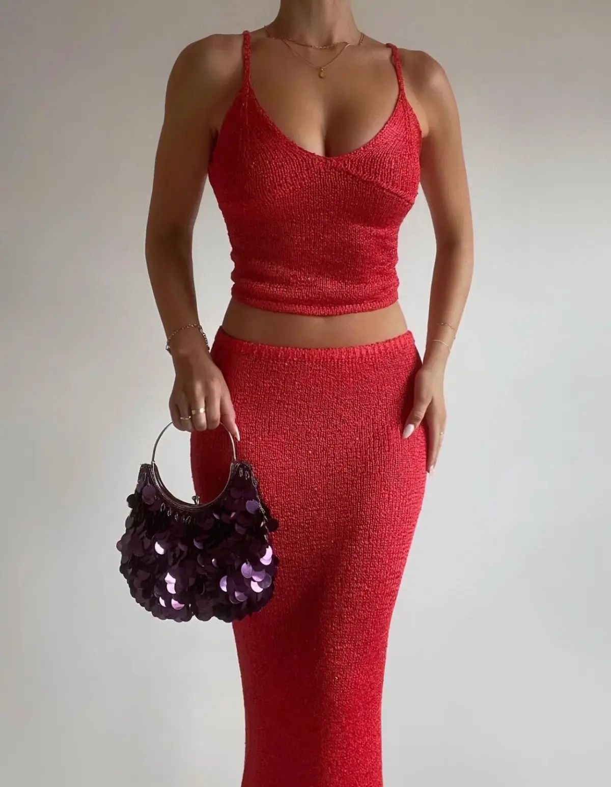 Asta Resort Carolina Camisole and Skirt Set Rossa Sequin Size S / AU 8 - Image 2