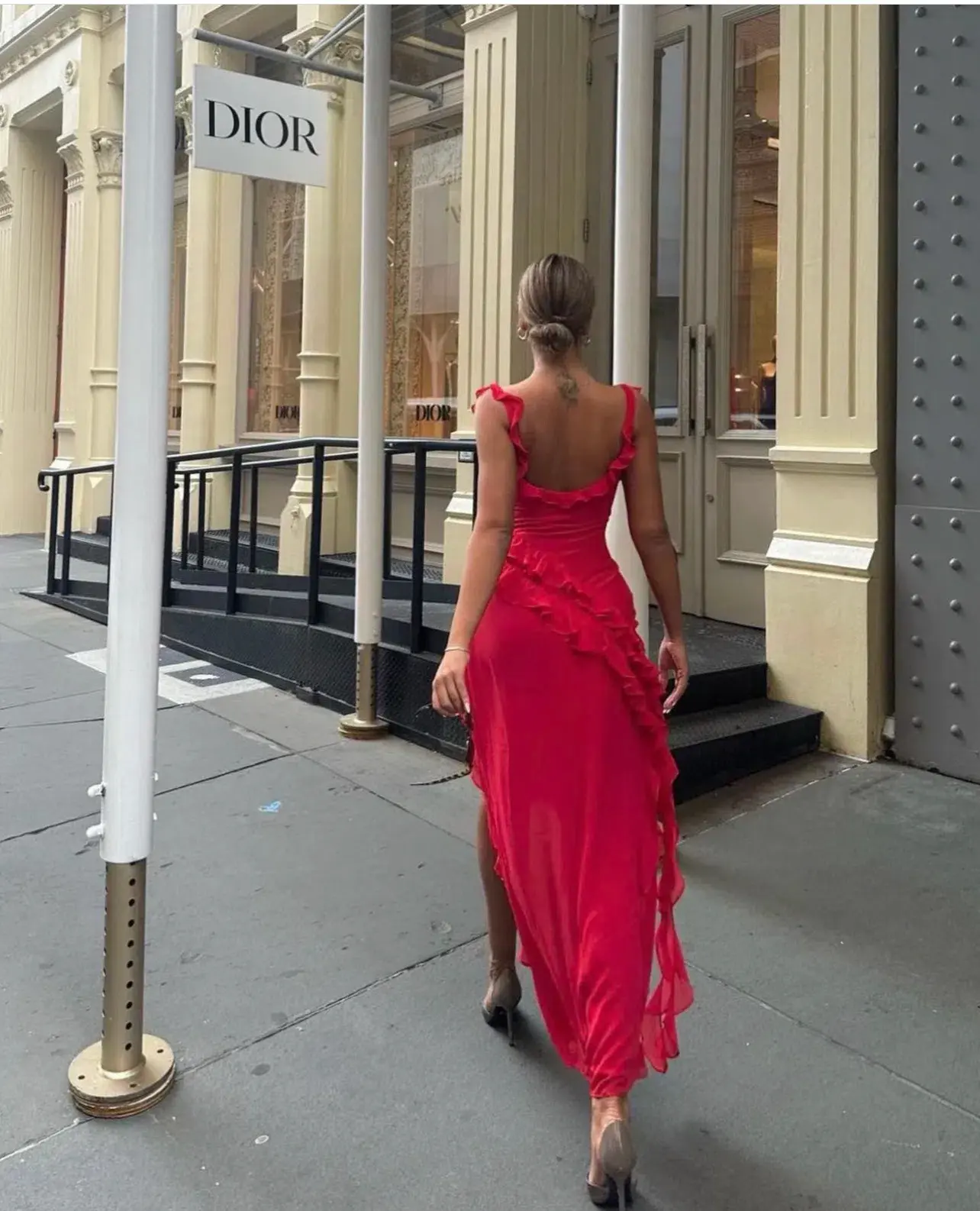 House of CB Ariela Ruffle Maxi Dress Cherry Red Size S / AU 8 - Image 4