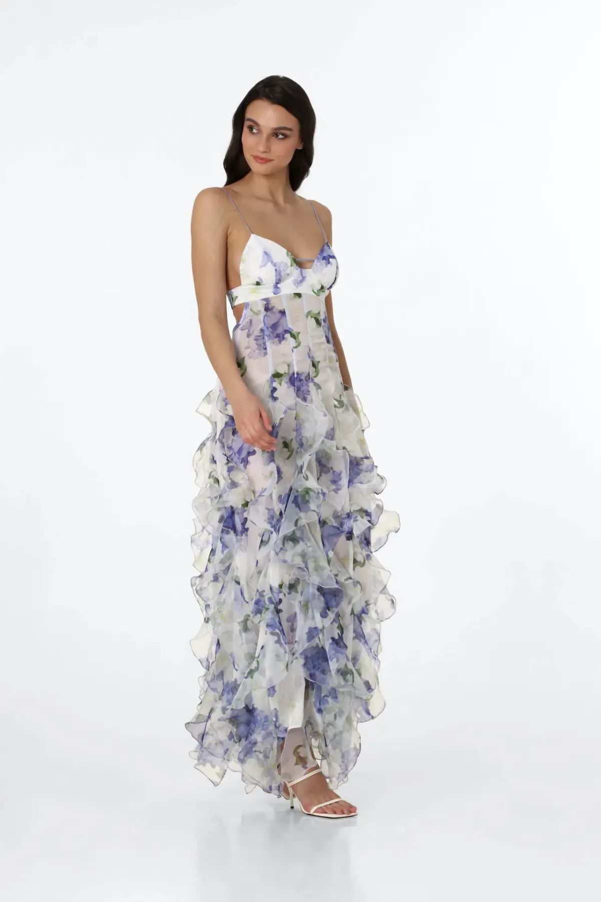Menti Iris Flower Maxi Dress Blue Roses Size S / AU 8 - Image 1