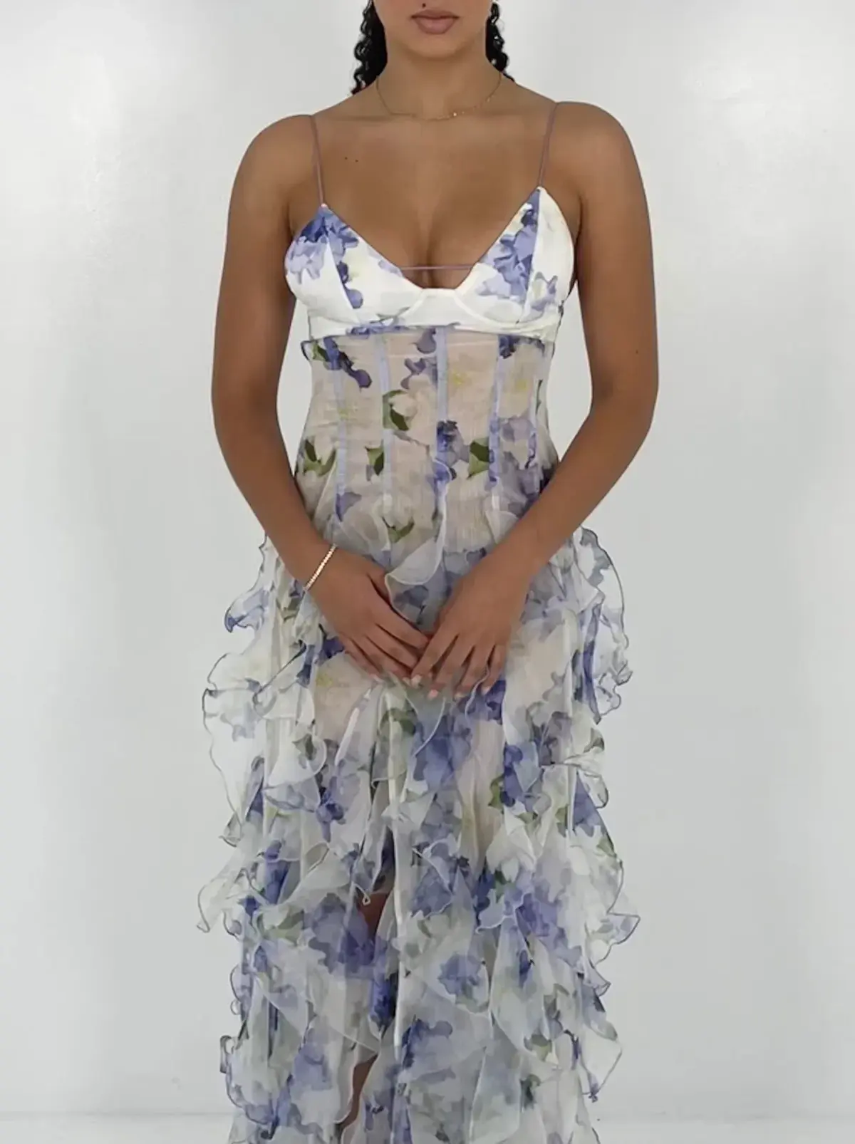 Menti Iris Flower Maxi Dress Blue Roses Size M / AU 10 - Image 3