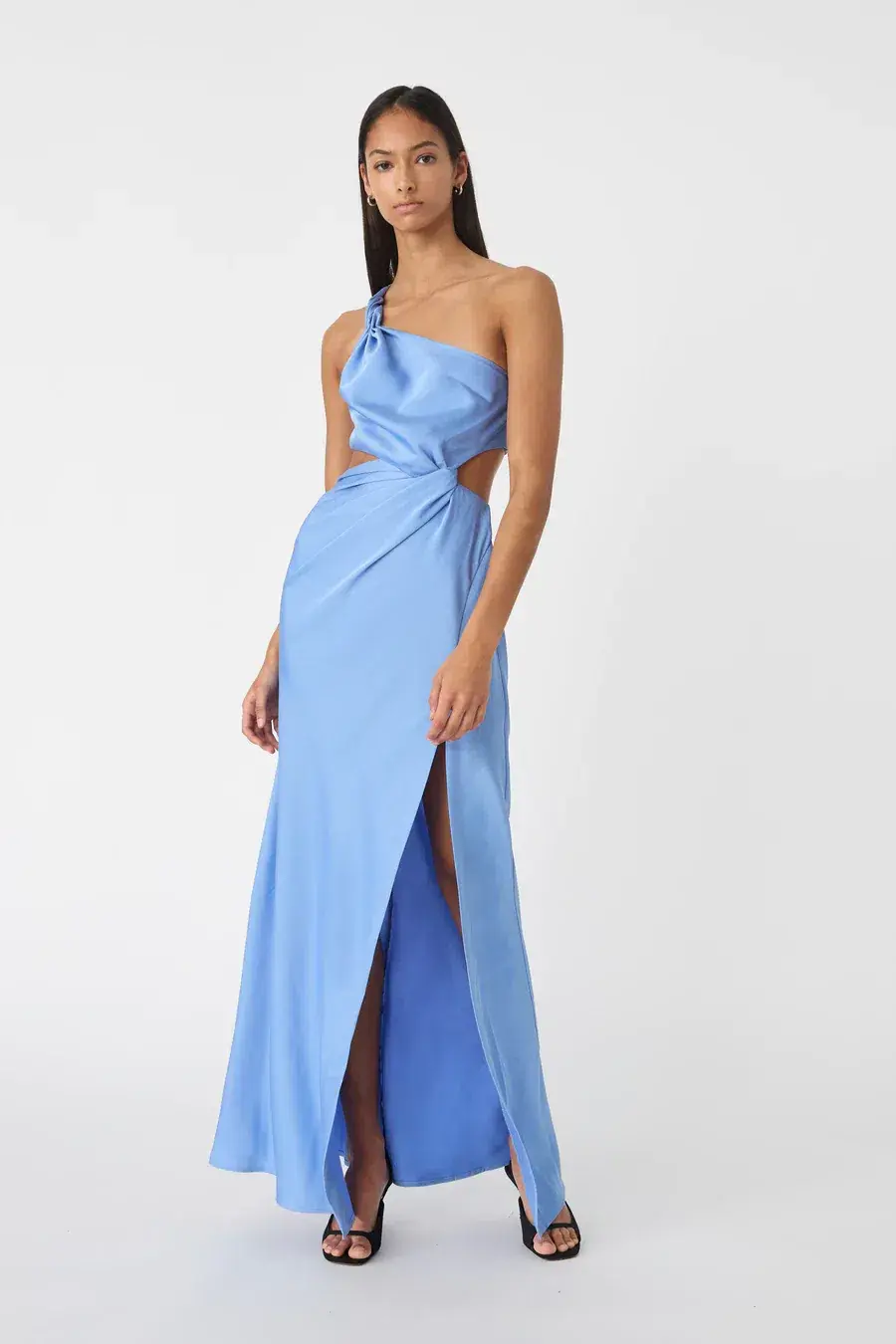 MISHA Kristin Satin Gown Cornflower Blue Size 6/XS  - Image 4