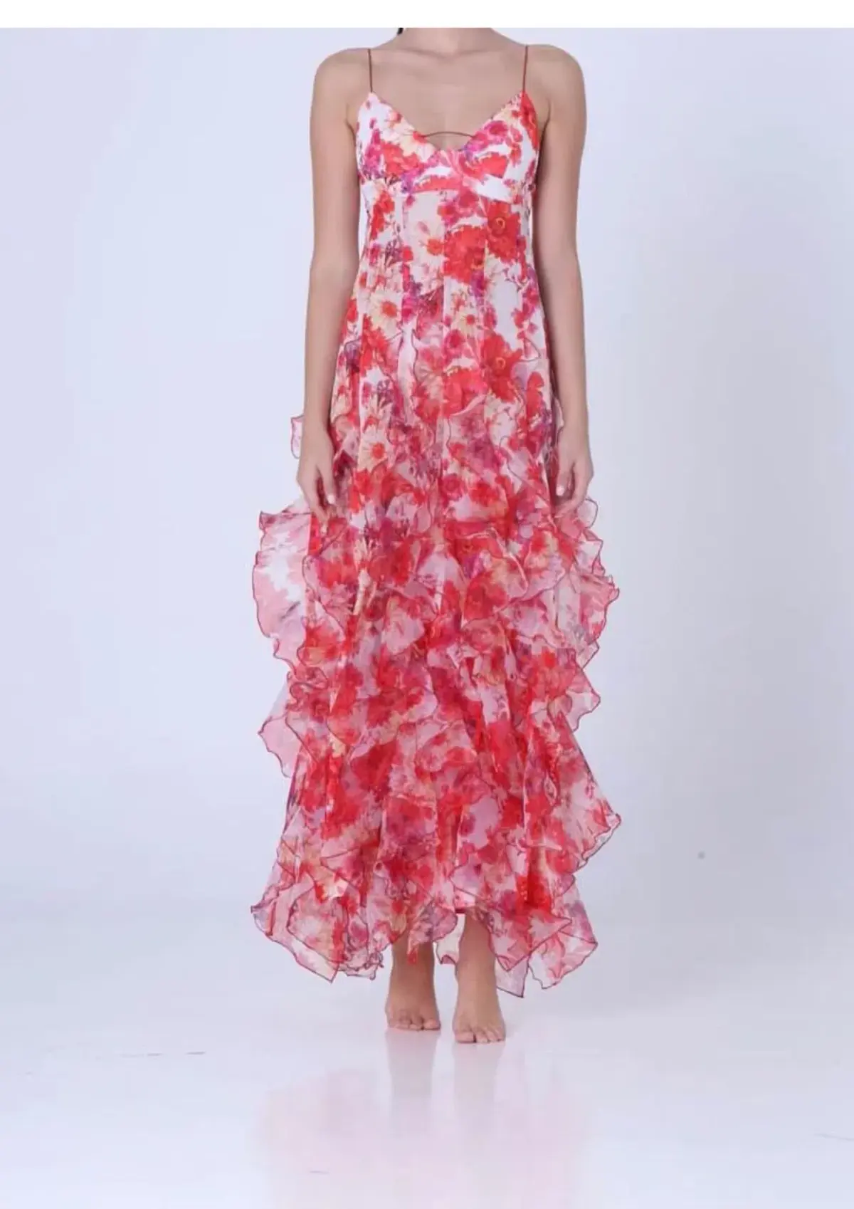 Menti Iris Flower Maxi Dress Red Size XS / AU 6 - Image 1