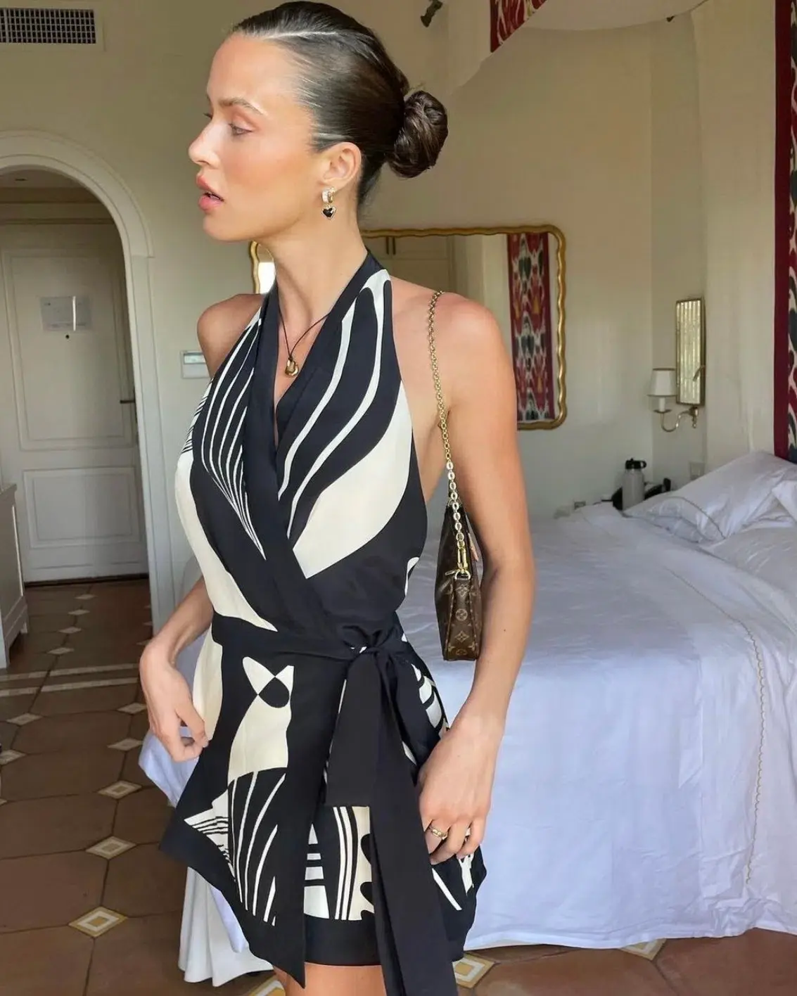 Sir the Label Realisme Wrap Halter Mini Dress Papier Print Size 0 / AU 6 - Image 3
