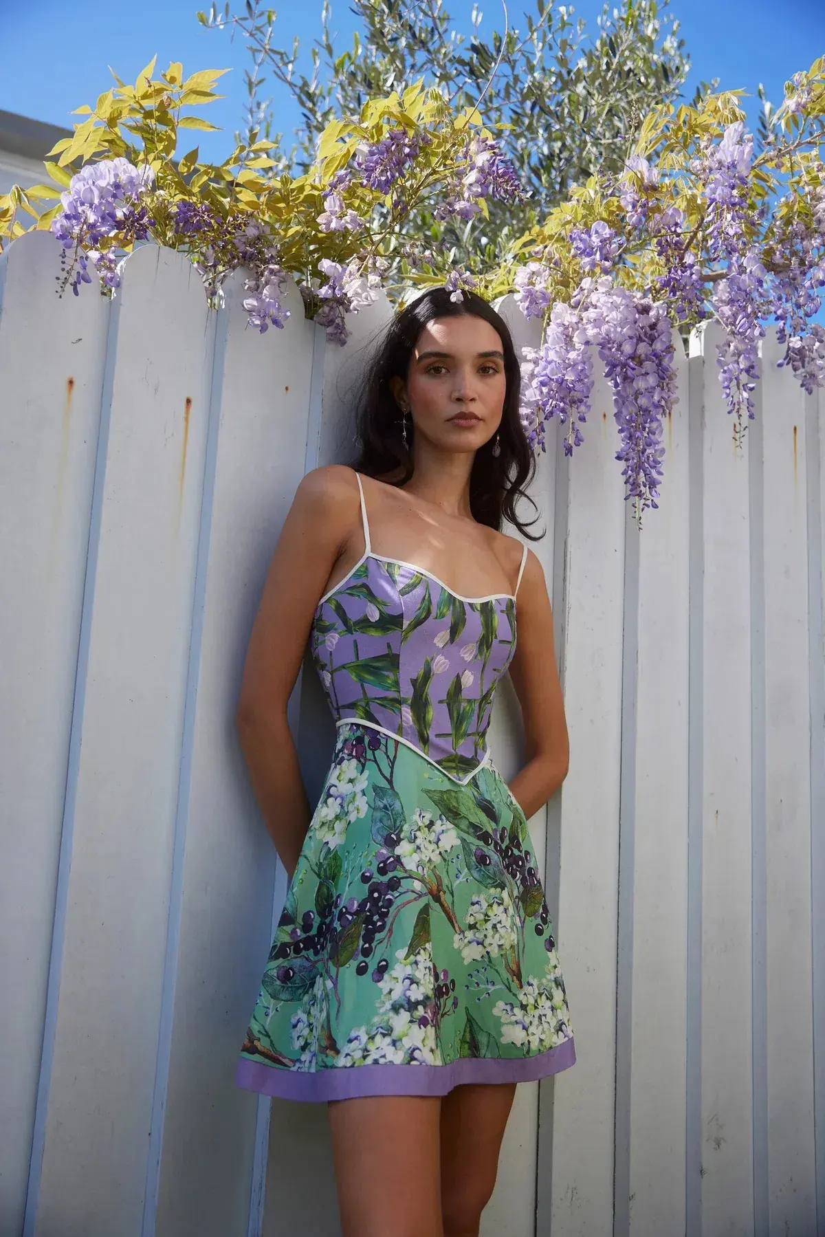 Sonya Moda Bettina Spliced Mini Dress in Tulipani Viola & Fiori Di Sambuco Size 12 - Image 2