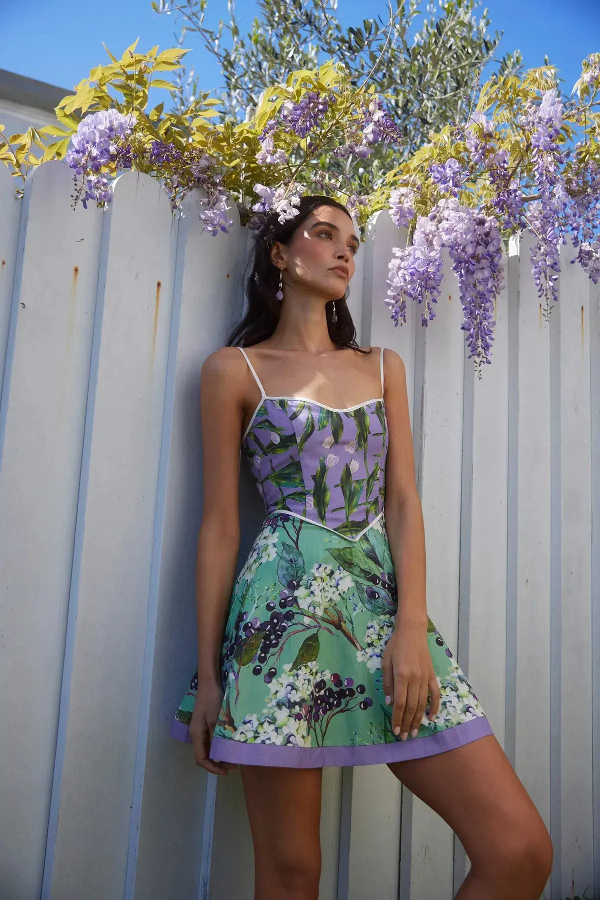Sonya Moda Bettina Spliced Mini Dress in Tulipani Viola & Fiori Di Sambuco Size 12 - Image 3