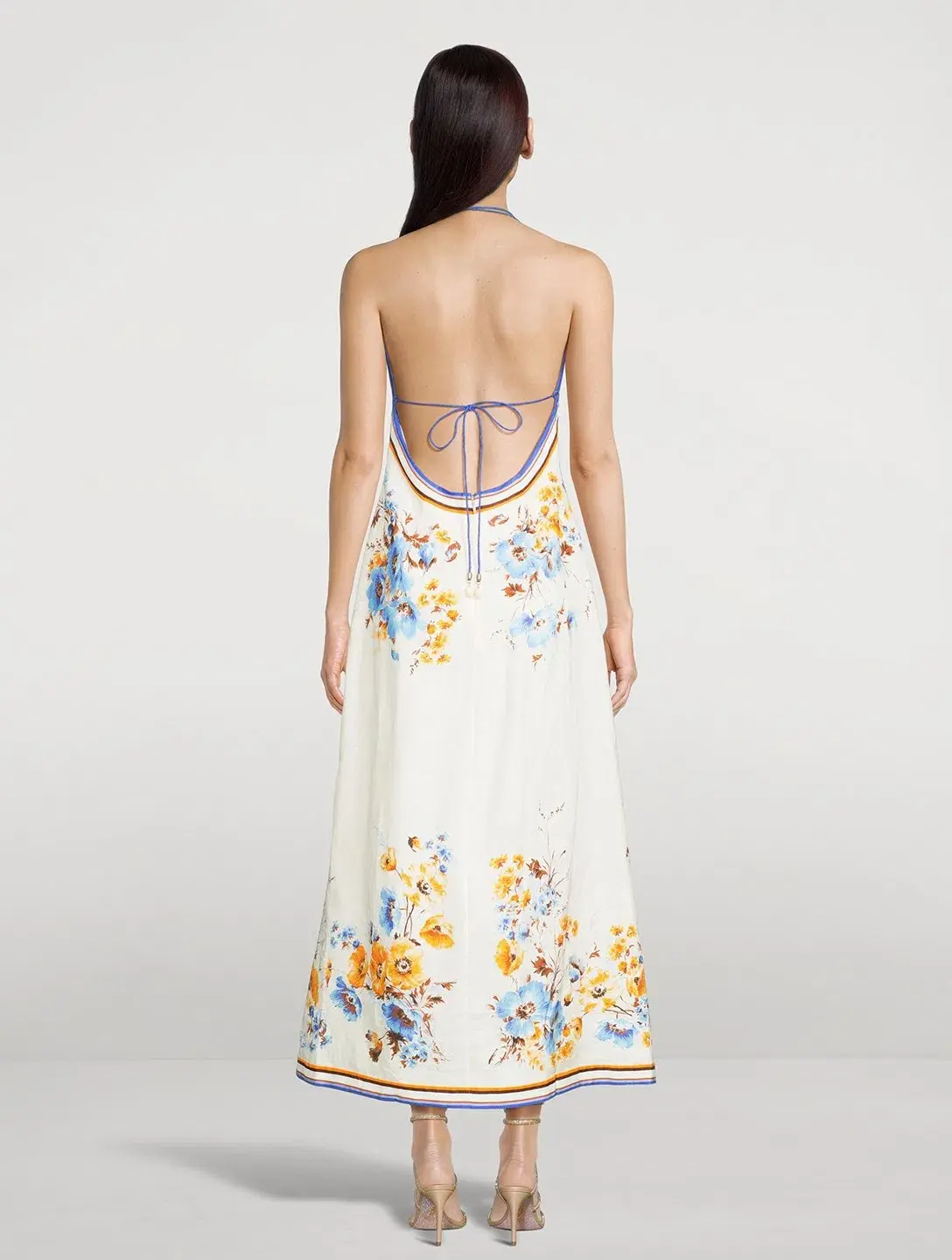 Zimmermann Halcyon Slip Midi Dress Orange Blue Floral Size 2 / AU 12 - Image 2