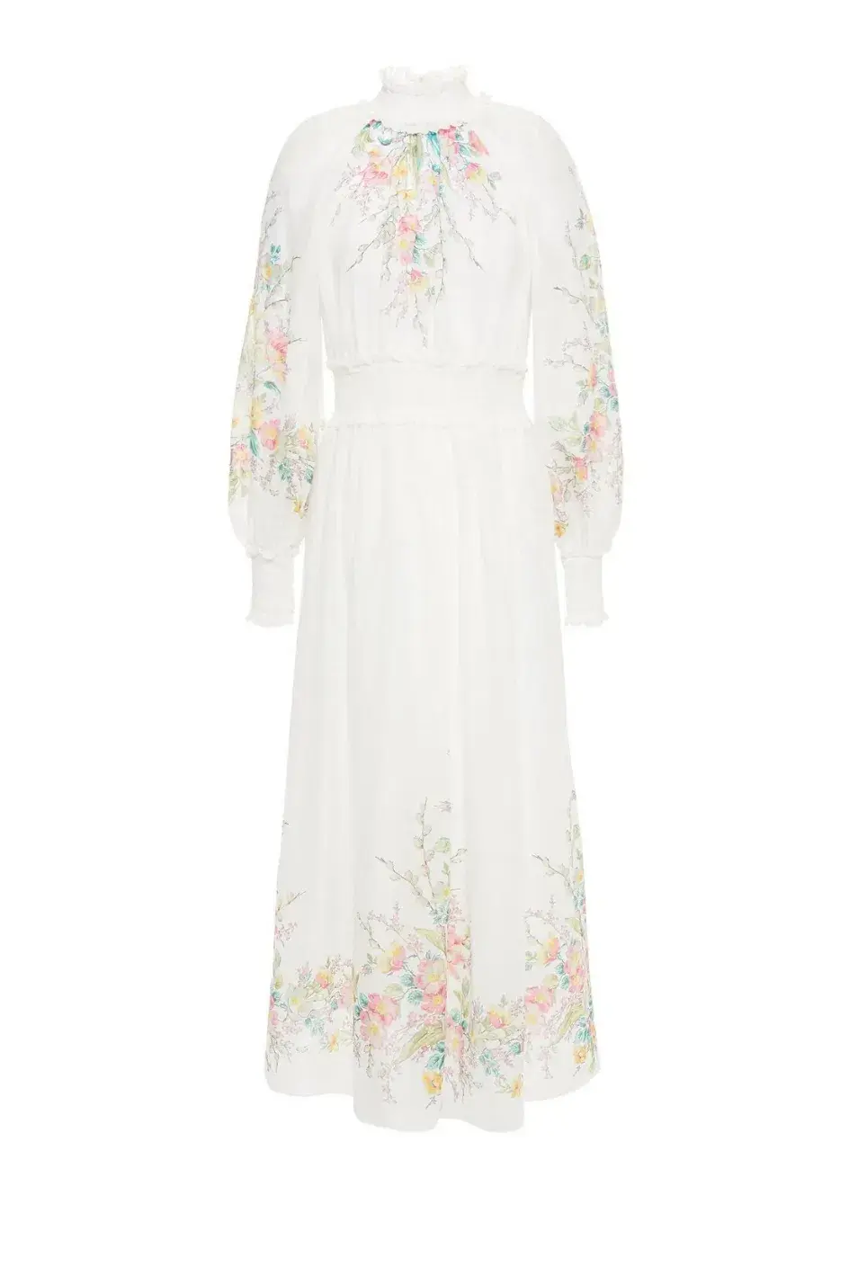 Zimmermann Zinnia Shirred Waist Long Dress Floral Size 1/Au 10  for rent on The Volte - main image
