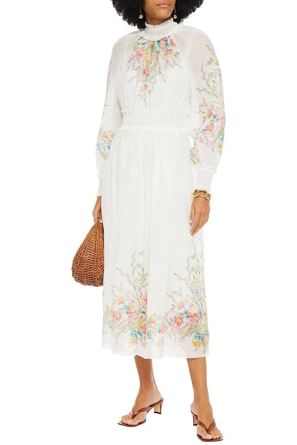 Zimmermann Zinnia Shirred Waist Long Dress Floral Size 1/Au 10  for rent on The Volte - main image