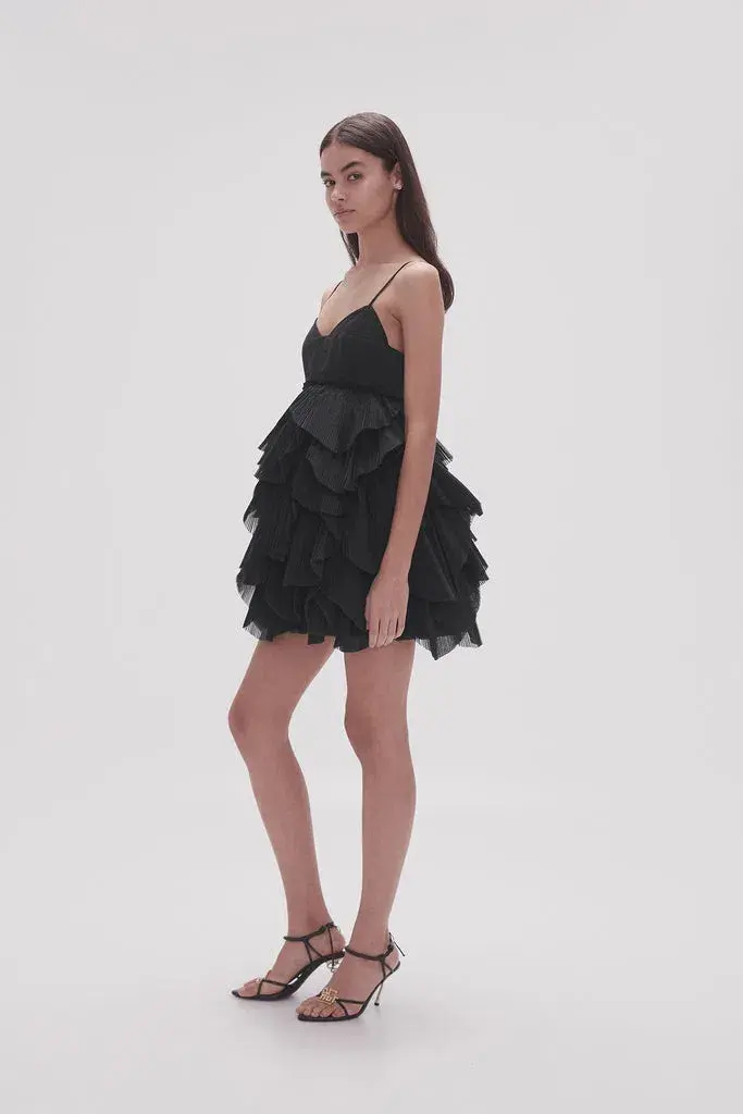 AJE Elsie pleat Mini Dress Black Size 10 - Image 1