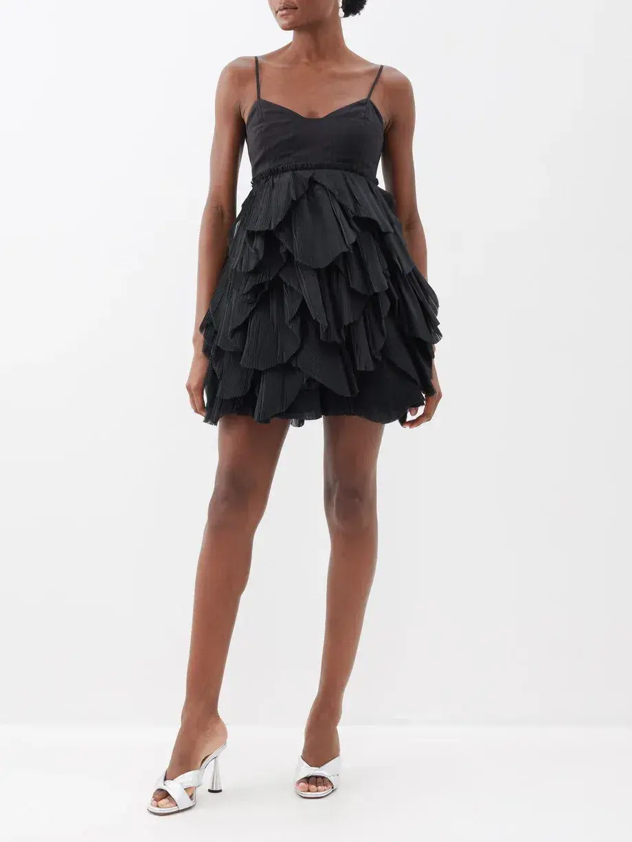 AJE Elsie pleat Mini Dress Black Size 10 - Image 3