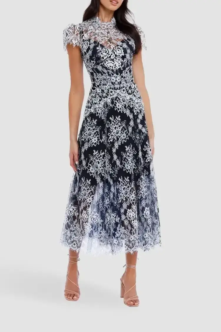 Moss and Spy Natalie Dress in Midnight White Size 12 - Image 4