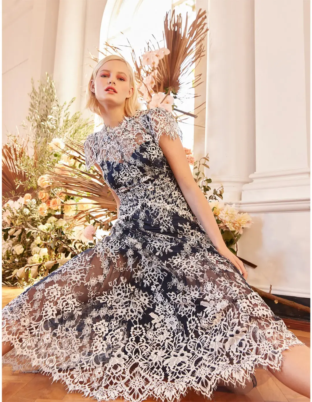 Moss and Spy Natalie Dress in Midnight White Size 16 for rent on The Volte - main image