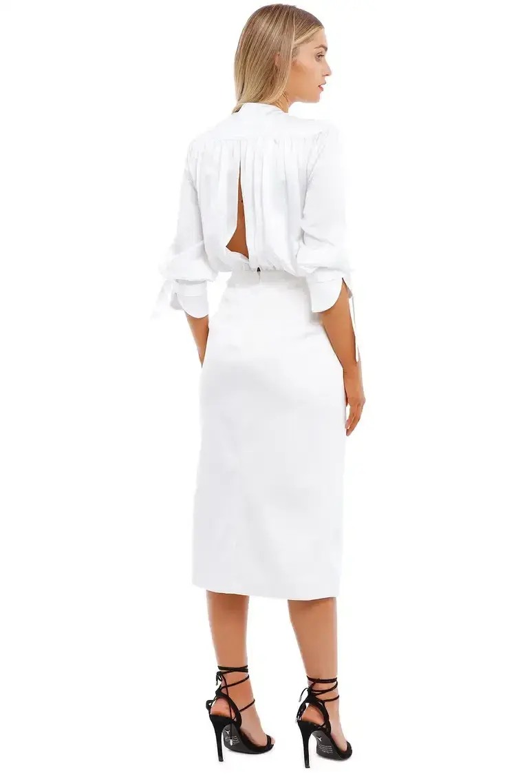 Nicola Finetti Arida Low Plunge Dress White Size 8 - Image 4