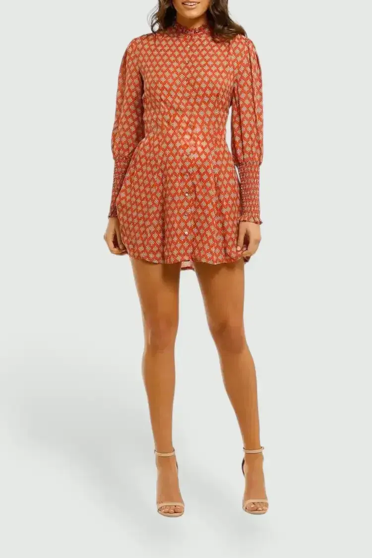 Nicholas Agadir Dress in Marrakech Medallion Saffron Size 8 - Image 3