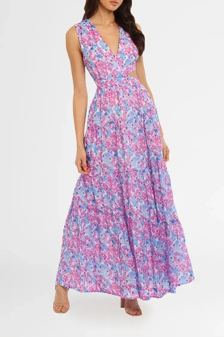 Nicholas Tabatha Dress Purple Floral Size 10 for rent on The Volte - main image