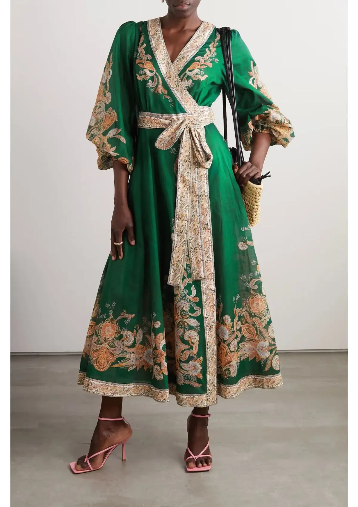 Zimmermann Devi Wrap Midi Dress in Emerald Paisley Size 1 / AU 10  - Image 1