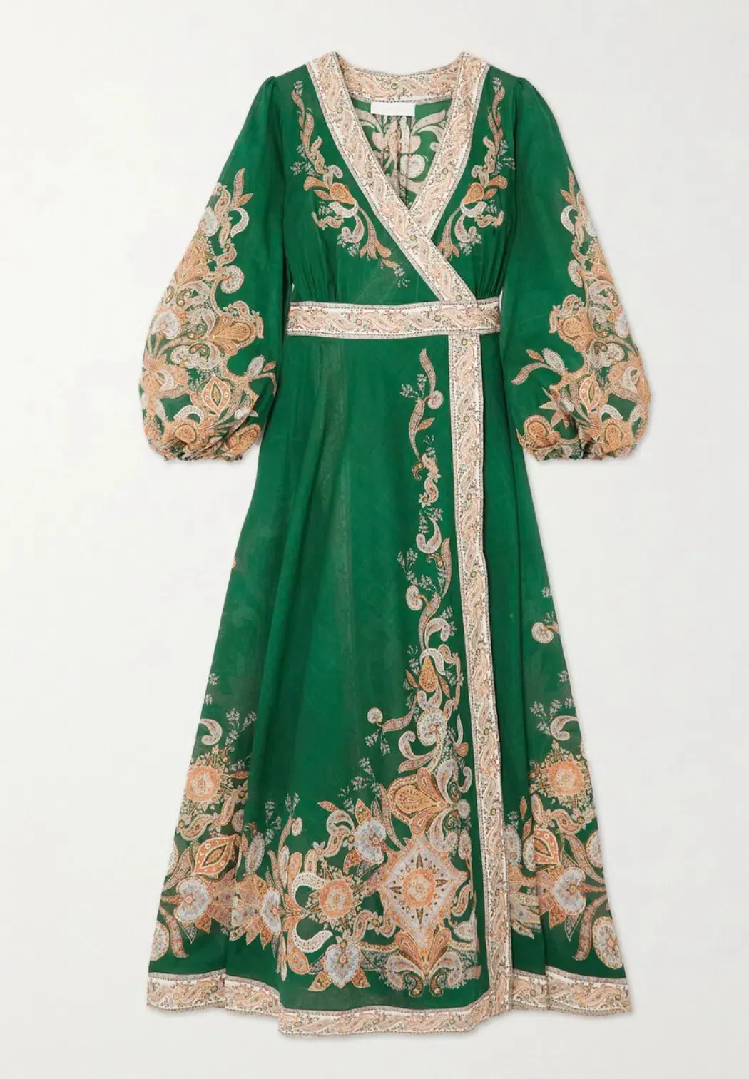 Zimmermann Devi Wrap Midi Dress in Emerald Paisley Size 1 / AU 10  - Image 3