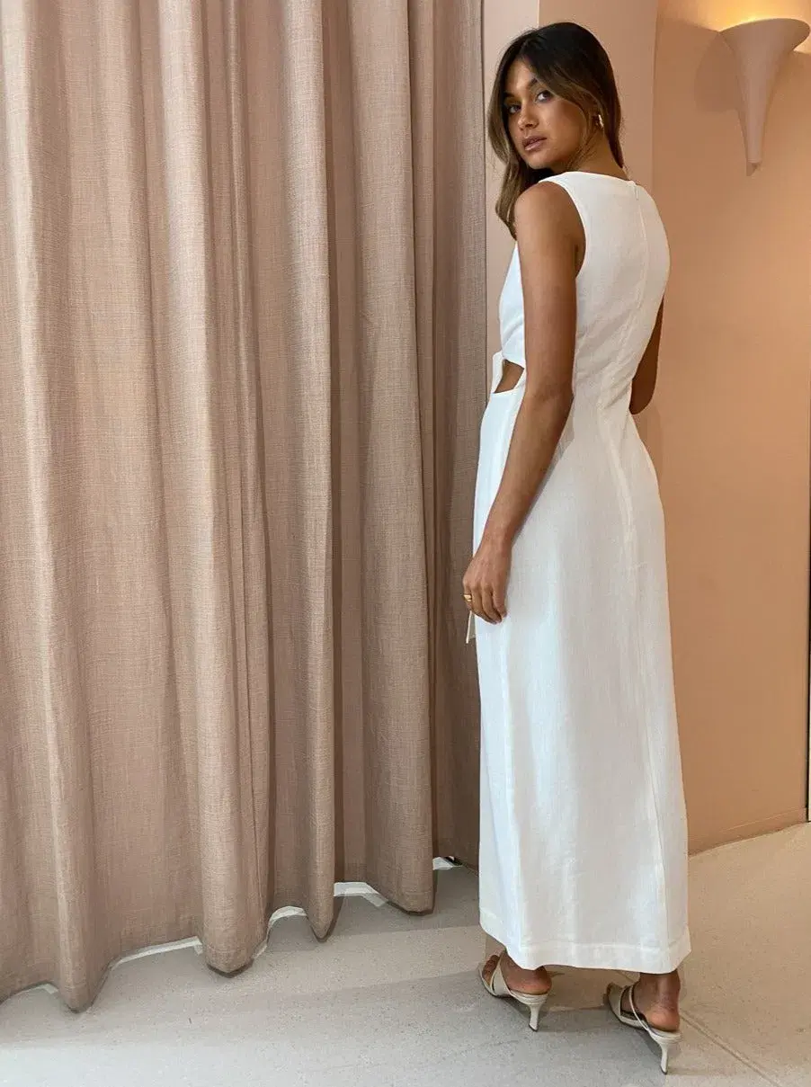 Sir The Label Clemence V Neck Dress Ivory Size 2/AU 10  for rent on The Volte - main image