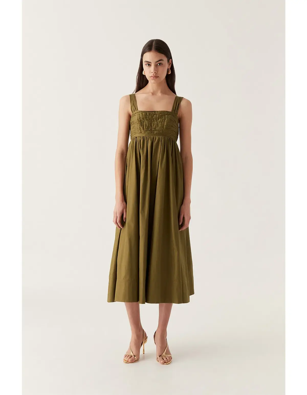Aje Nova Tie Back Midi Dress Green Size 10 - Image 1