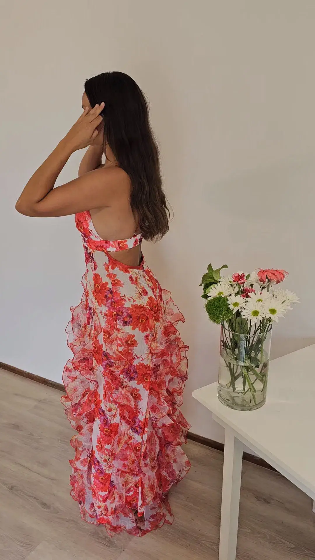 Menti Santorini Red Margarita Floral Chiffon Size S / AU 8   - Image 3