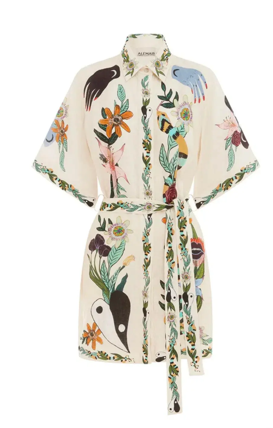 Alemais Meagan Mini Dress Cream Multi Size 8 for rent on The Volte - main image