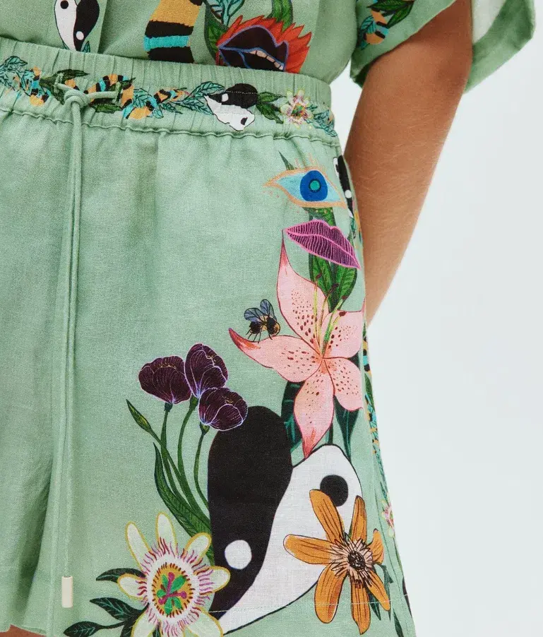 Alemais Meagan Oversized Linen Shirt & Shorts Set Green Size 8 - Image 4