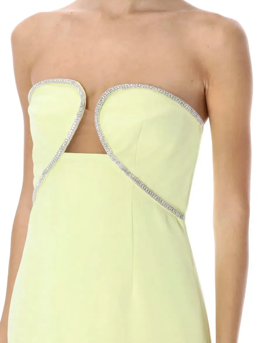 Self- Portrait Diamanté Trim Midi Dress Lime Green Size 8 - Image 2