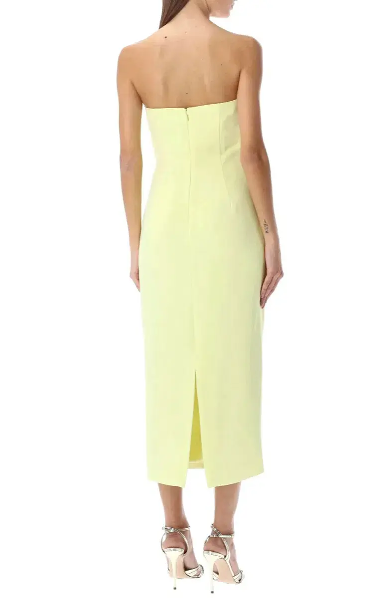 Self- Portrait Diamanté Trim Midi Dress Lime Green Size 8 - Image 3