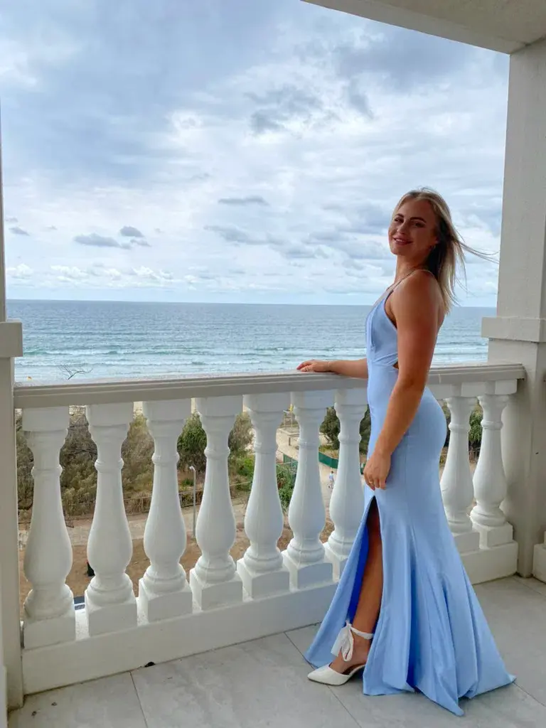 House of Ezis Custom Plunge Gown Blue Size S / AU 8 - Image 4