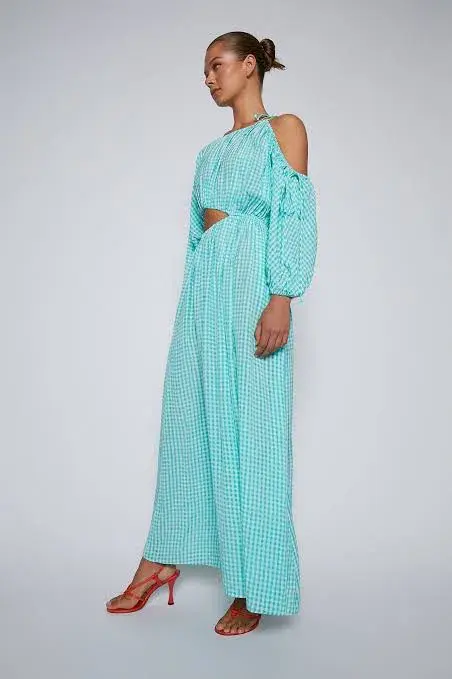 Scanlan Theodore Gingham Drawstring Dress Mint Size S / AU 8 - Image 2