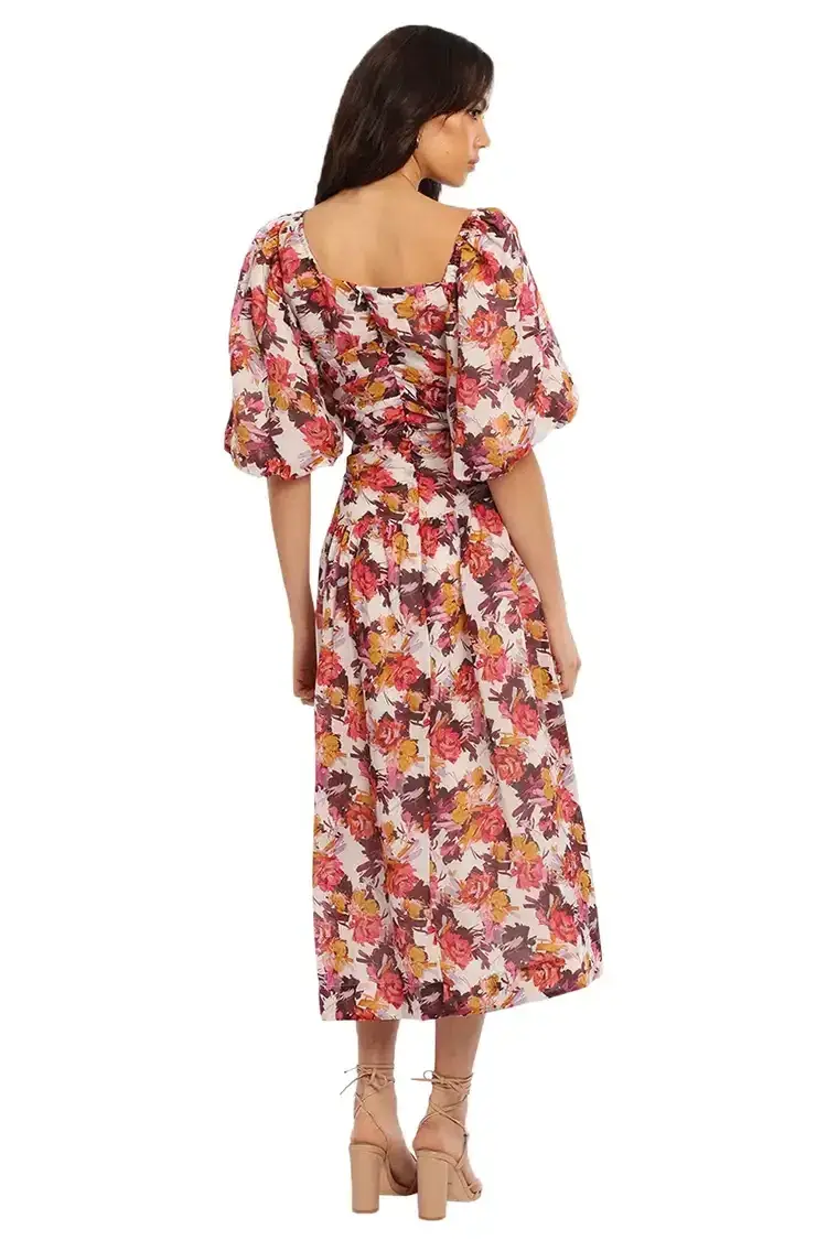 Nicholas Wren Midi Dress in Darlington Grey Floral Size 8 - Image 3