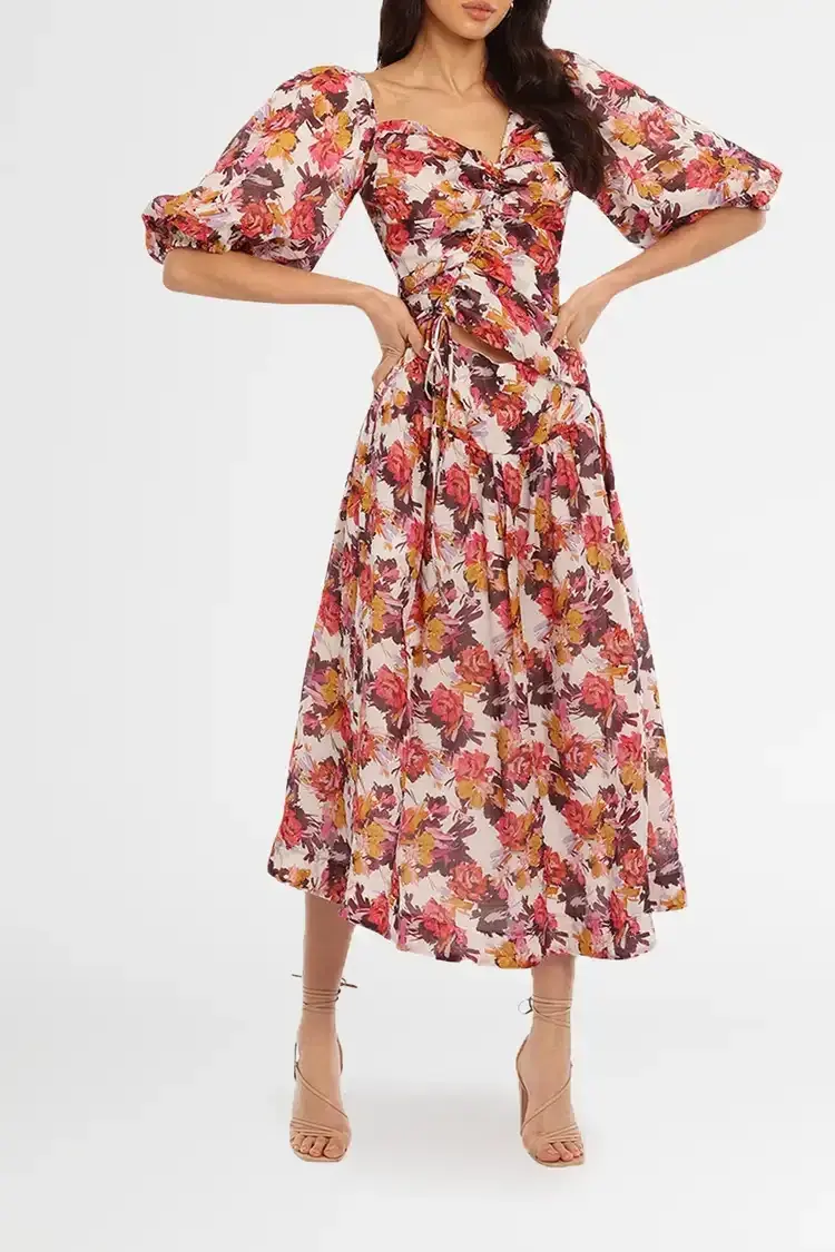 Nicholas Wren Midi Dress in Darlington Grey Floral Size 8 - Image 4