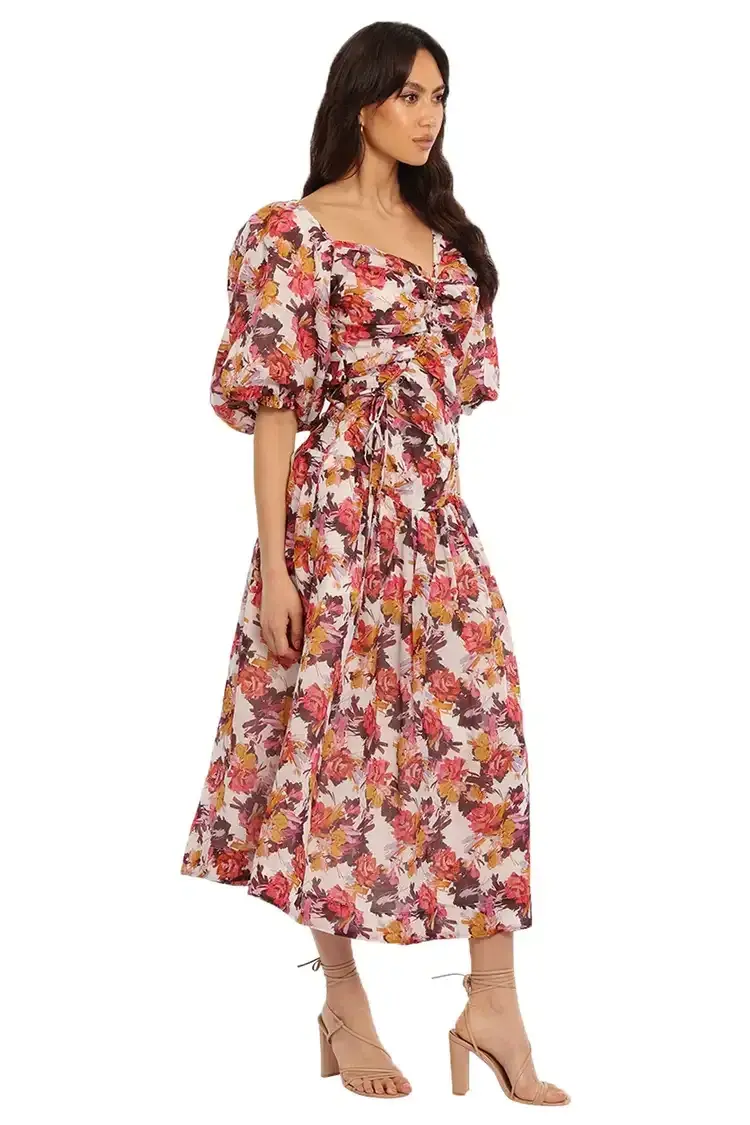 Nicholas Wren Midi Dress in Darlington Grey Floral Size 8 for rent on The Volte - main image
