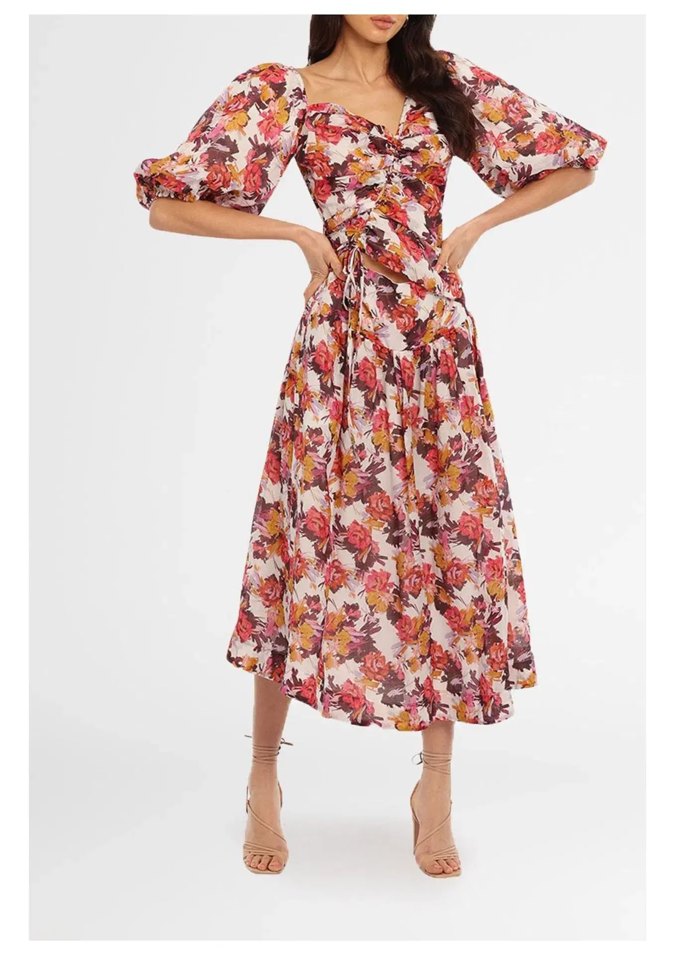 Nicholas Wren Midi Dress in Darlington Grey Floral Size 8 - Image 1