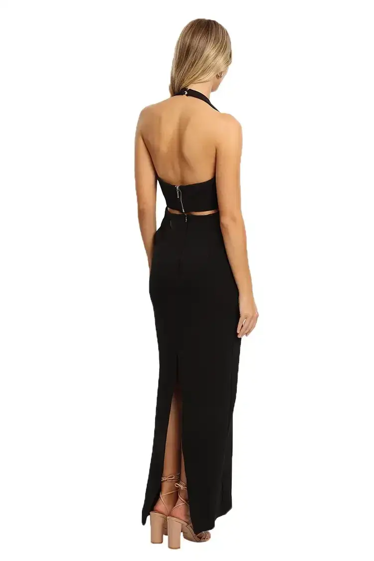 Nicholas Bandage Halter Plunge Gown in Black Size 6 - Image 3